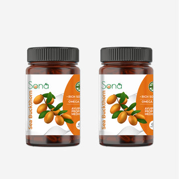Sona Sea Buckthorn Capsules - Rich Source of Omega 3, 6, 7 and 9 - 60 Capsules (Pack of 2)